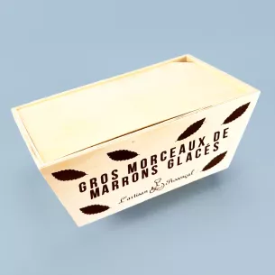 Emballage en bois marrons glacés