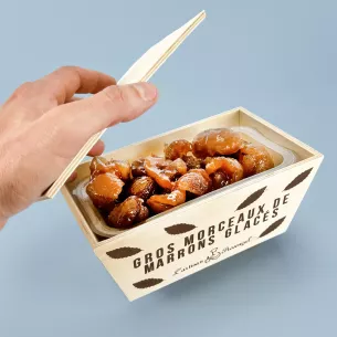 Délicieux marrons glacés dans un joli coffret en bois