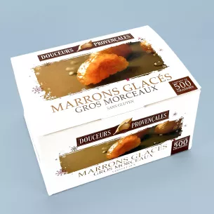 ballotin de gros morceaux de marrons glacés douceurs provençales