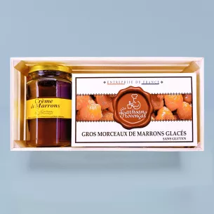 Assortiment gourmand ballotin gros morceaux marrons glacés creme de marrons