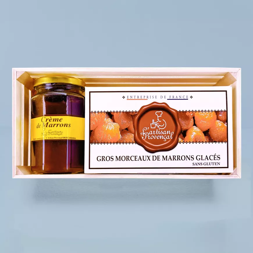 Assortiment gourmand ballotin gros morceaux marrons glacés creme de marrons