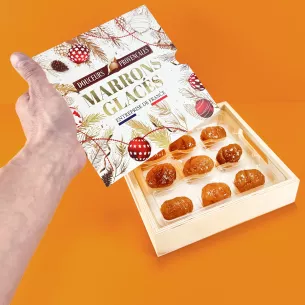 coffret plateau bois Noël 9 marrons douceurs provençales