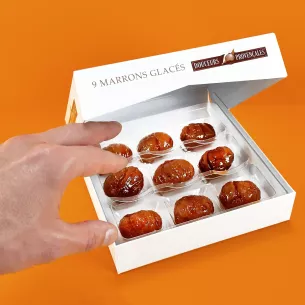 Coffret cartonné collection cadeau de 16 marrons glacés sous-vide