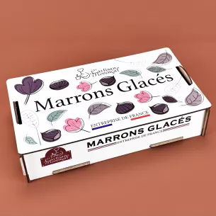 coffret déco en bois avec 10 marrons variés