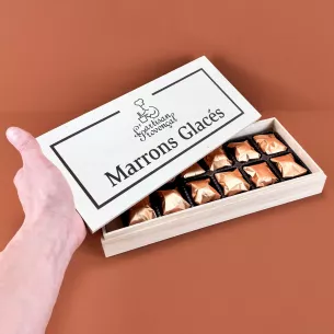 coffret bois 12 marrons glacés