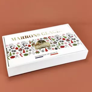 Coffret bois contenant 10 marrons sucrés d'orges