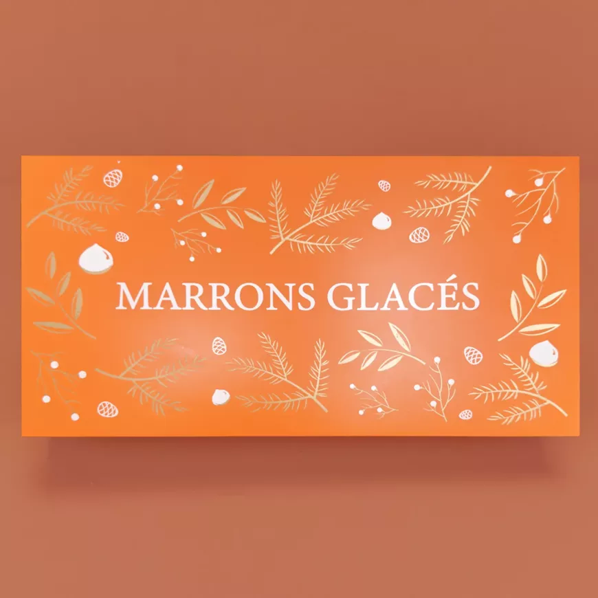 Coffret en bois avec 8 marrons de Noël provençaux