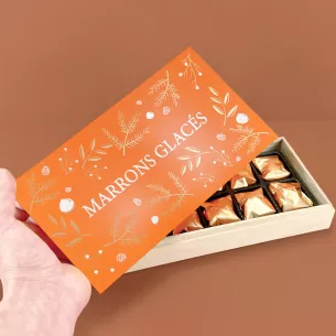 Coffret à marrons de Noël provençal dans une boîte en bois