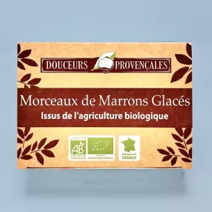 Friandises artisanales de marrons glacés emballées dans du papier écologique